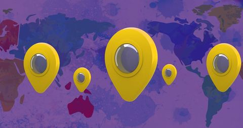 Conceptual Global Network with Yellow Map Pins - Download Free Stock Images Pikwizard.com