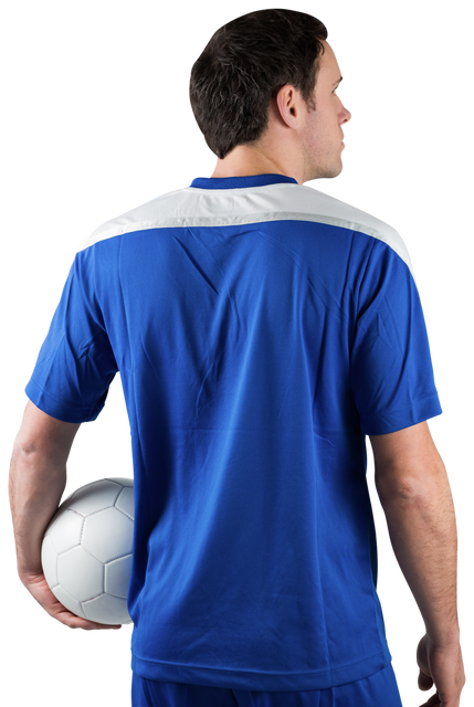 Transparent Football Player Holding Ball in Blue Jersey Back View - Download Free Stock Videos Pikwizard.com