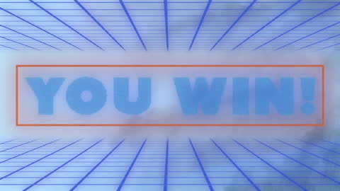 You Win Text with Retro Digital Grid Background