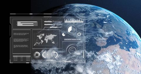 Digital Data Interface Overlaying Earth in Space - Download Free Stock Images Pikwizard.com
