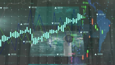 Digital Data Analysis Over World Map Animation