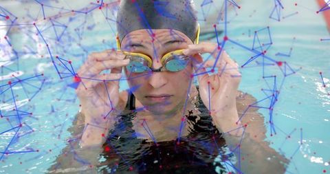 Female Swimmer with Digital Enhancements in Pool Training