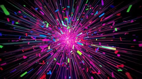 Radiant Neon Explosion with Multicolored Digital Confetti