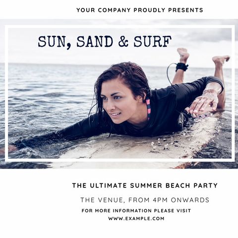 Adventurous Surfer Riding Waves for Ultimate Beach Party - Download Free Stock Templates Pikwizard.com