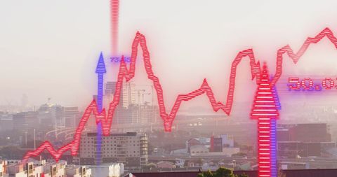 vibrant financial growth chart over cityscape skyline - Download Free Stock Images Pikwizard.com