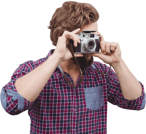 Transparent Hipster Capturing Photo with Vintage Camera - Download Free Stock Videos Pikwizard.com