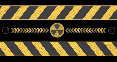 Nuclear caution radiation hazard sign banner