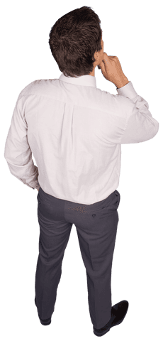 Transparent Figure of Businessman in Thoughtful Pose