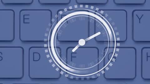 Time Concept Animation Featuring Clock Over Keyboard