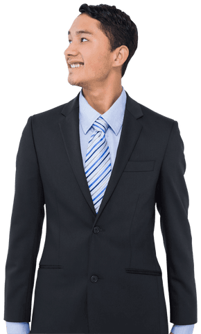Happy Asian Businessman Looking Away Transparent Background