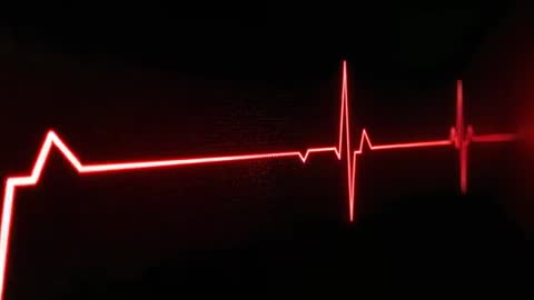 Red ECG Trace Scrolling Across Dark Monitor Interface