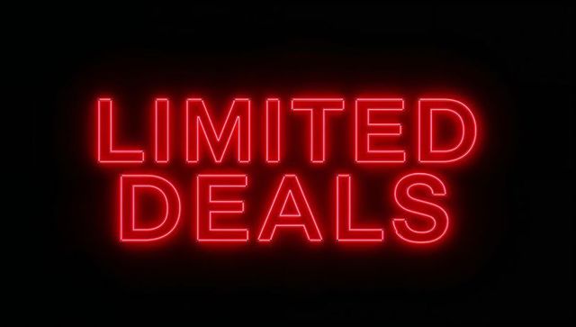 Glowing red neon limited deals sign casting halo on dark background
