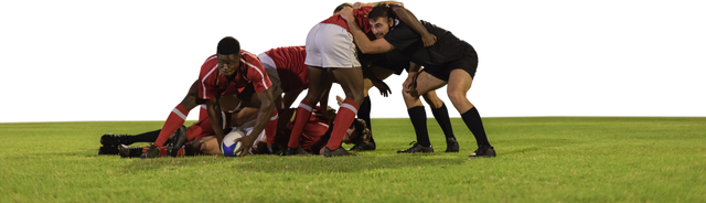 Transparent View of Male Rugby Players in Scrum on Sports Field - Download Free Stock Videos Pikwizard.com