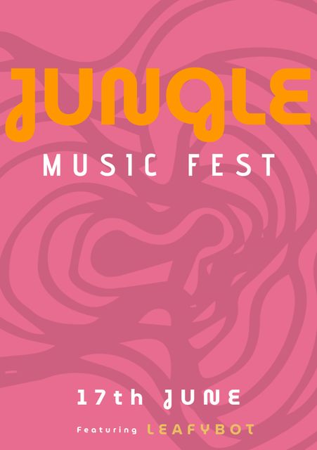 Bright and energetic poster for promoting a music festival. The swirling pink design adds dynamic fluidity, while the vibrant typography grabs attention. Perfect for music event promotions, concert advertisements, party invitations, and creative social media posts. Ideal for audiences looking for lively and entertaining events featuring unique performers like ‘Leafybot’.