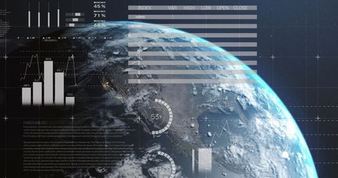 Digital Interface of Earth with Financial Data Graphics - Download Free Stock Images Pikwizard.com
