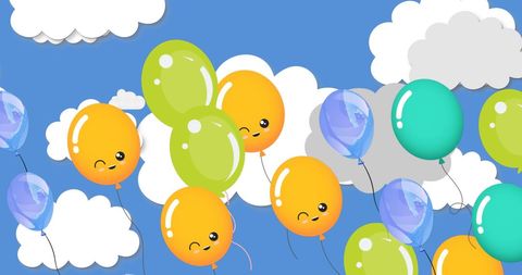 Playful Balloons Floating in a Cloud-Filled Sky - Download Free Stock Images Pikwizard.com