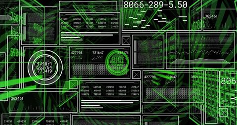 Futuristic HUD of Digital Data with Graphs and Charts