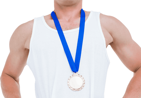 athlete wearing blank medal with blue ribbon transparent background - Download Free Stock Videos Pikwizard.com