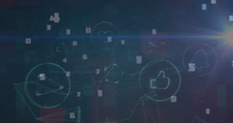 Digital Connections with Social Media Icons on Futuristic Background