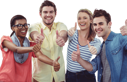 diverse team expressing happiness with thumbs up gesture transparent background - Download Free Stock Videos Pikwizard.com