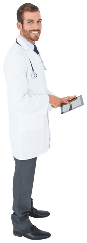 Confident Doctor Using Tablet with Transparent Background - Download Free Stock Videos Pikwizard.com