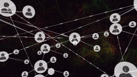 Animated Network Connections Visualization on Dark Background
