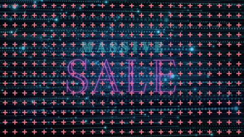 Massive Sale Text with Animated Graphics and Light Trails