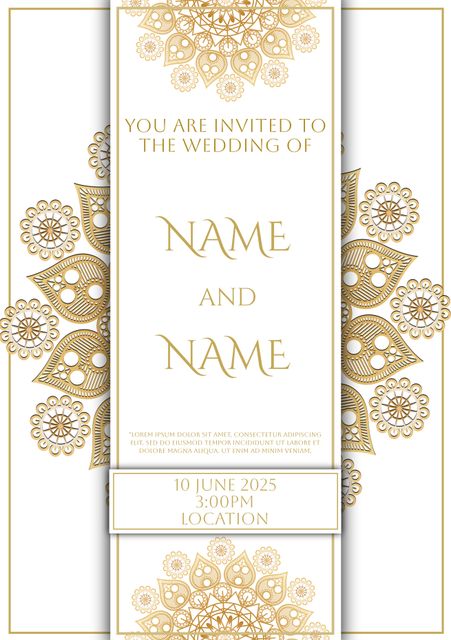 Elegant Wedding Invitation with Gold Mandala Patterns - Download Free Stock Templates Pikwizard.com