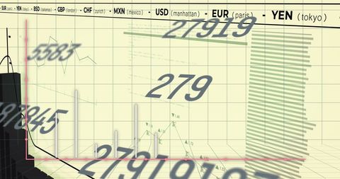 Abstract Financial Data on Grid Interface with Currency Highlights - Download Free Stock Images Pikwizard.com