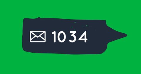 Message notification concept with email icon on green background