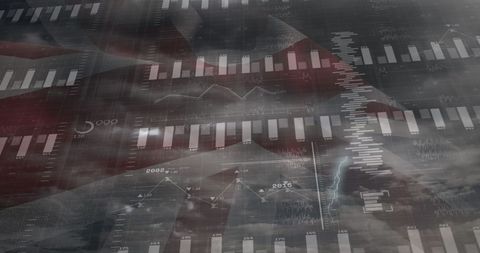 Uk flag integrates with global business and data analytics