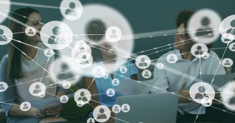 Collaborating business professionals with digital network overlay