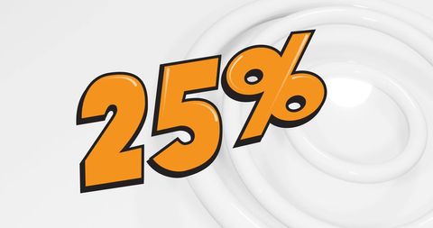 Vibrant 25 percent discount sign on white spirals background