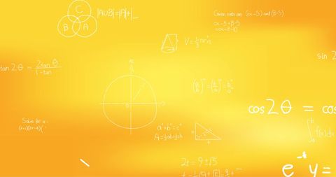 Mathematical Formulas on Vibrant Yellow Background