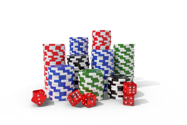 Pile of Multicolored Casino Chips and Red Dice on Transparent Background - Download Free Stock Videos Pikwizard.com