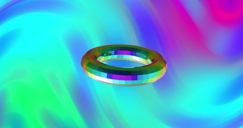 Vibrant Rainbow Ring on Liquid Neon Background