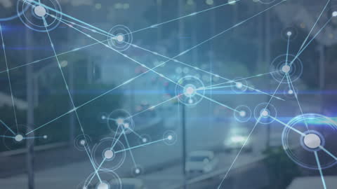 Digital Network Superimposed on Tennis Court Scene