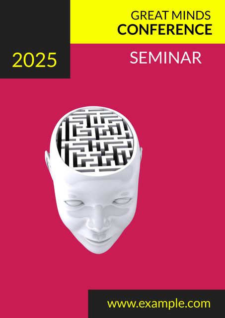 Conceptual 3D Head with Maze Brain for 2025 Great Minds Conference Seminar - Download Free Stock Templates Pikwizard.com