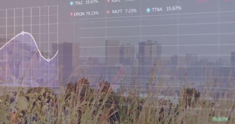 Financial Data Visualization Against Urban Skyline - Download Free Stock Images Pikwizard.com