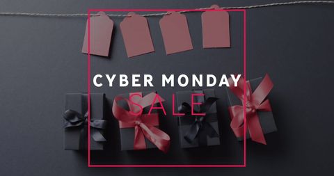 Cyber Monday Sale With Gift Boxes and Tags - Download Free Stock Images Pikwizard.com