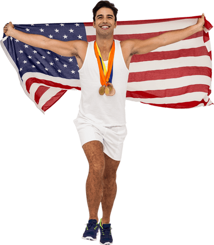transparent male athlete celebrating victory with american flag - Download Free Stock Videos Pikwizard.com