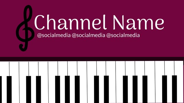 Music-Themed Channel Banner with Piano Keys and Social Media Handles - Download Free Stock Templates Pikwizard.com