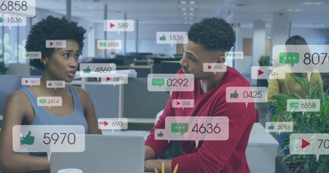 Diverse professionals analyzing social media data trends