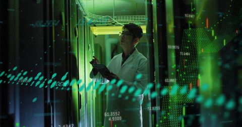 IT Engineer Analyzing Data with Virtual Interface in Server Room - Download Free Stock Images Pikwizard.com