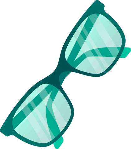 Transparent background minimalist teal gradient sunglasses design