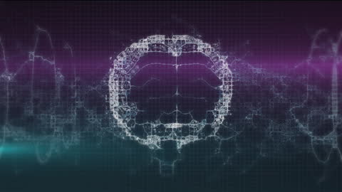 Digital Brain Hologram in Futuristic Virtual Space