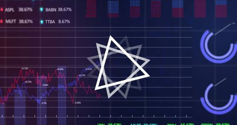 Abstract geometric overlay on stock market data visualization