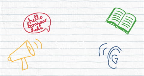 Colorful Education Icons on White Background Illustrating Learning Concepts