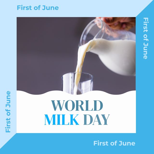 Celebrating World Milk Day with Fresh Milk Pouring into Glass - Download Free Stock Templates Pikwizard.com