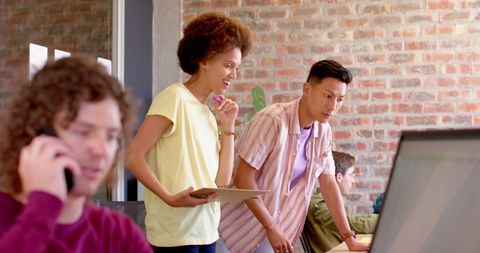 Team Collaboration in Casual Office Environment